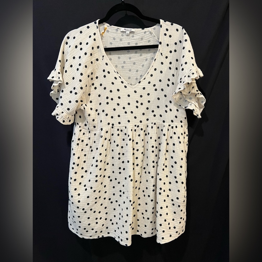 Madewell Polka Dot Ruffle Sleeve Top